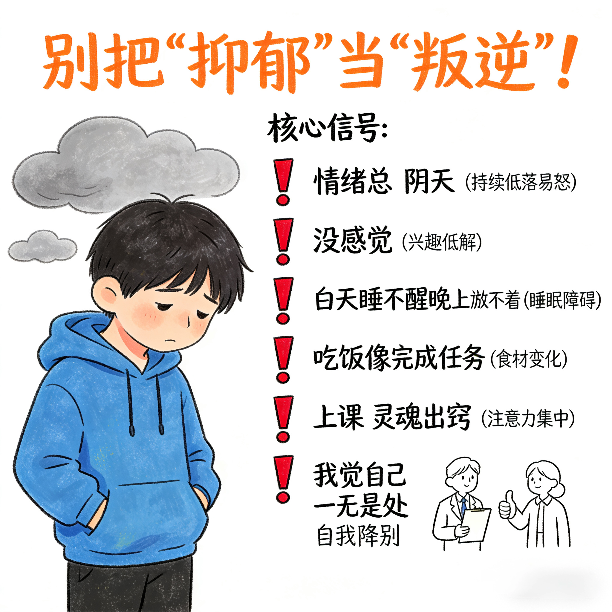 别把“抑郁”当“叛逆”！青少年抑郁症的6个核心信号